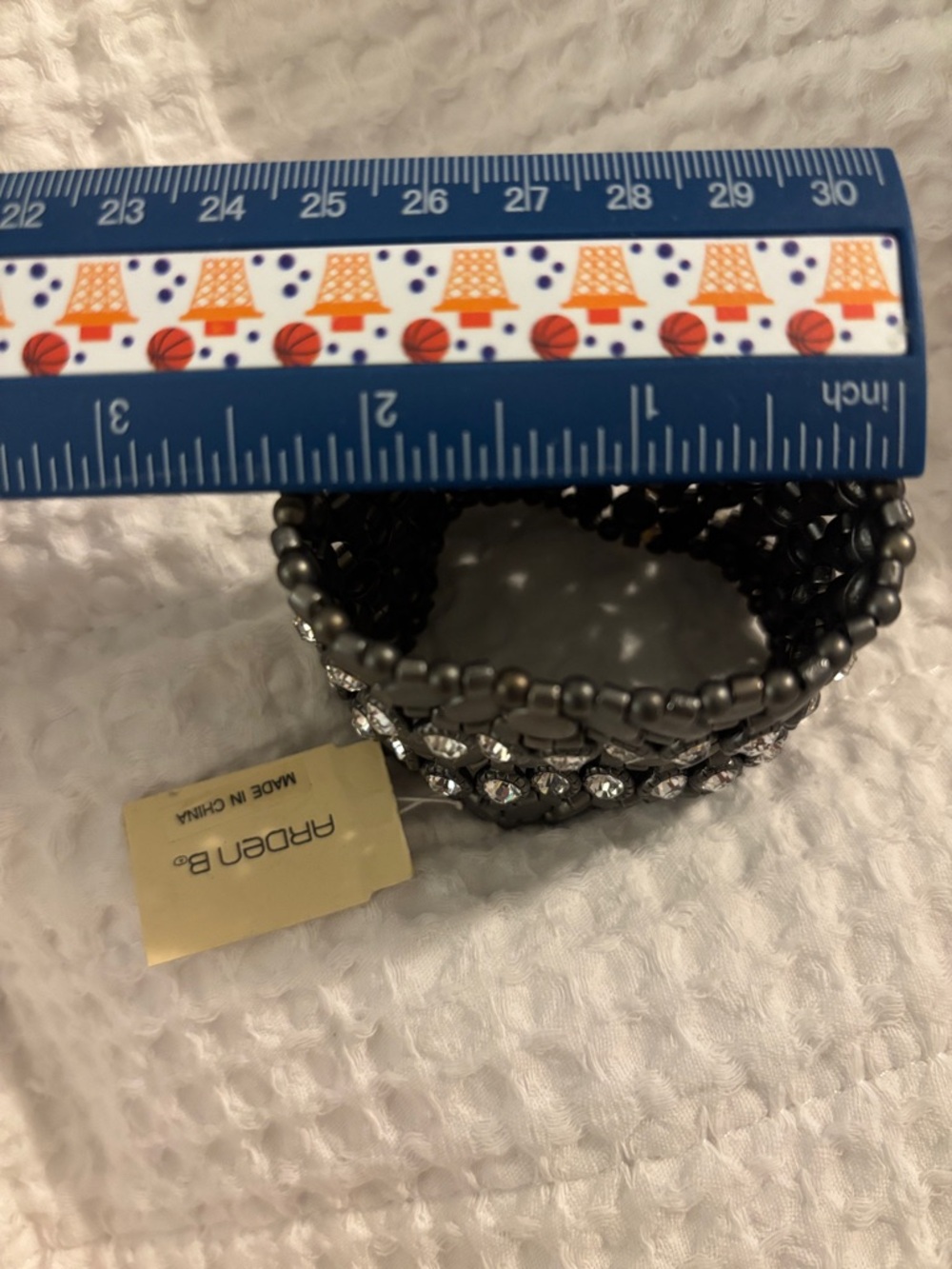 Arden B. Rhinestone Embellished Stretch Bracelet - Gunmetal - Picture 2 of 4